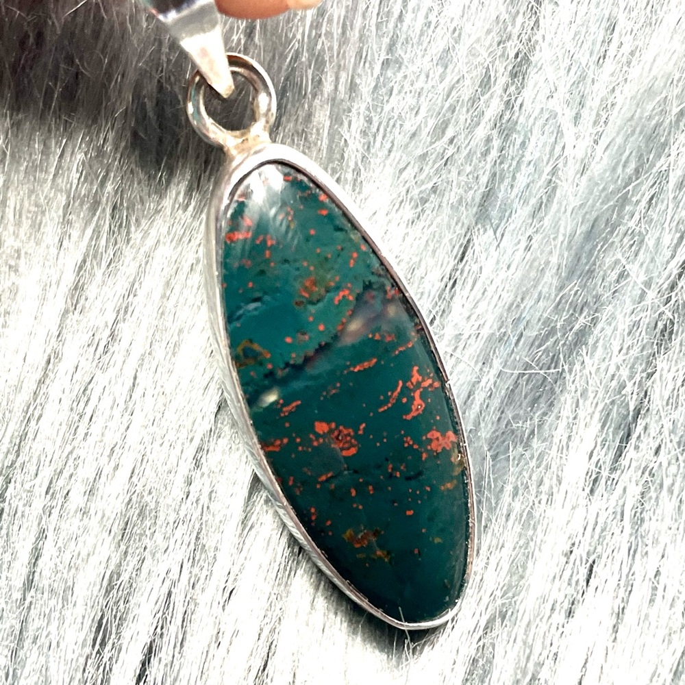 Sterling Silver Bloodstone Necklace Pendant
